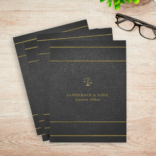 Luxury faux gold and black leather lawyer attorney pocket folder