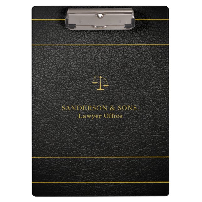 Luxury faux gold and black leather lawyer office clipboard (Front)