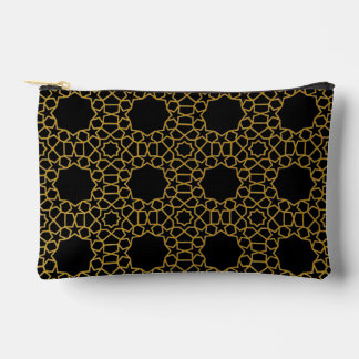 Luxury Faux Gold Geometric Pattern Black Print Cut Accessory Pouch