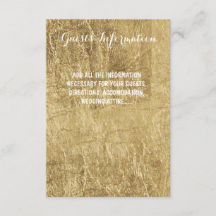 Luxury faux gold leaf wedding guest info enclosure card