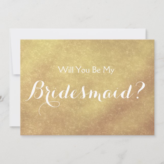Luxury faux gold leaf Will you be my Bridesmaid Invitation (Front)