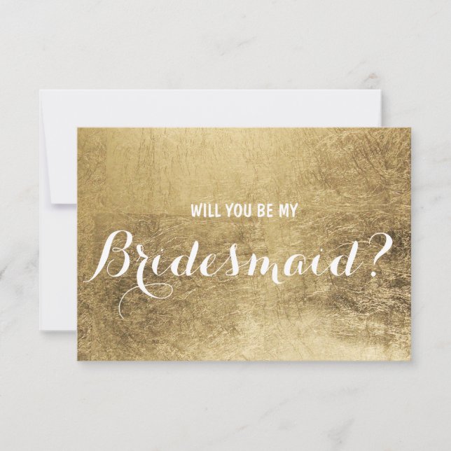 Luxury faux gold leaf Will you be my Bridesmaid Invitation (Front)