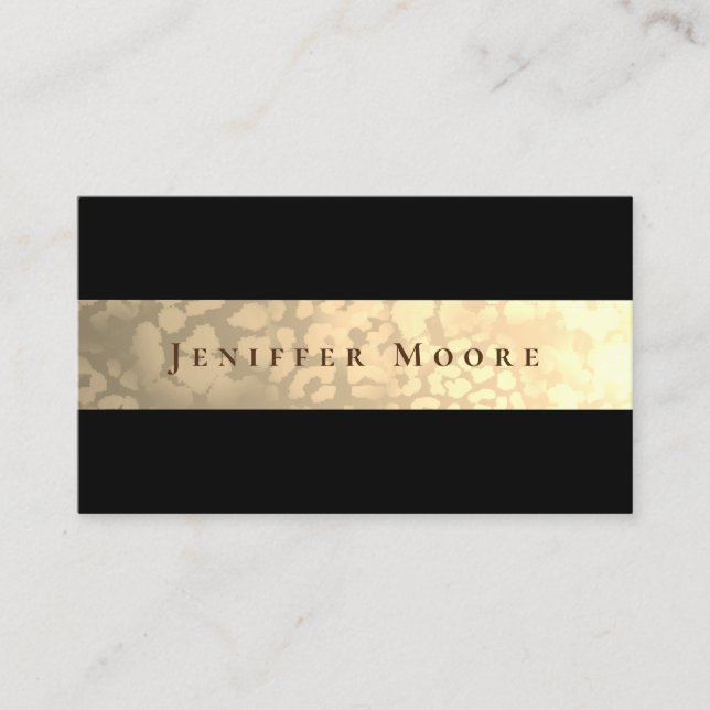 Luxury Faux Gold Leopard Texture Stripe Business Card (Front)