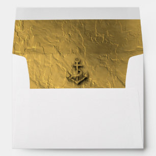Luxury faux gold nautical anchor wedding envelopes