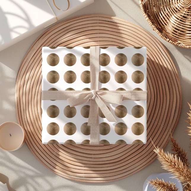 Luxury Faux Gold Polka Dot Pattern Wrapping Paper Sheet (Creator Uploaded)