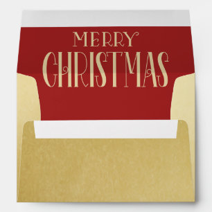 Luxury Faux Gold Red Merry Christmas  Envelope