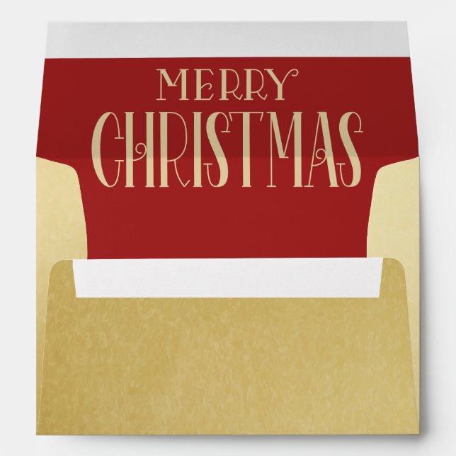 Luxury Faux Gold Red Merry Christmas  Envelope (Back (Bottom))
