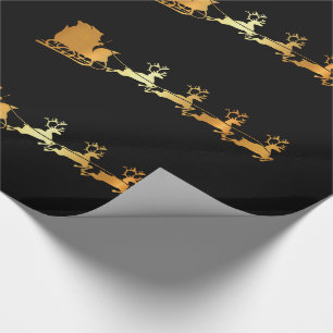 Luxury faux gold Santa on black X-mas Wrapping Paper