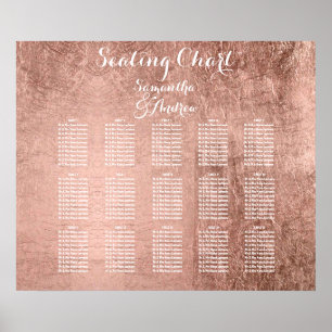Luxury faux rose gold leaf table seating chart