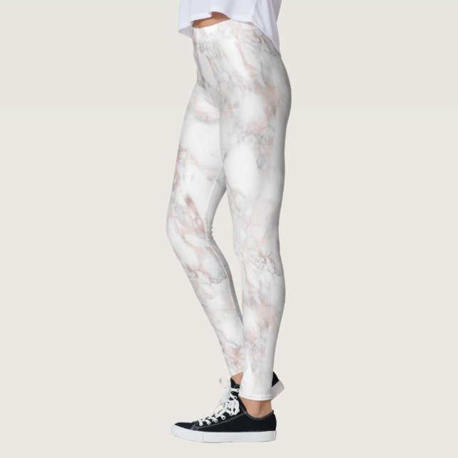 Luxury Faux Rose-Gold Marble Leggings (Left)