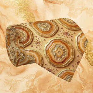 Luxury Faux Silk Camel + Gold Geode Neck Tie