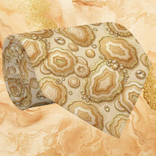 Luxury Faux Silk Camel + Gold Geode Neck Tie