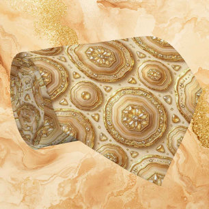 Luxury Faux Silk Camel + Gold Geode Neck Tie