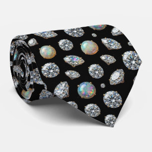 Luxury Faux Silk Diamond Opal Gentleman's Tie