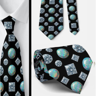 Luxury Faux Silk Diamond Opal Gentleman's Tie