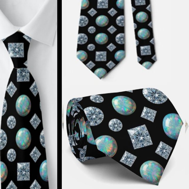 Luxury Faux Silk | Diamond Opal Gentleman's Tie (Creator Uploaded)