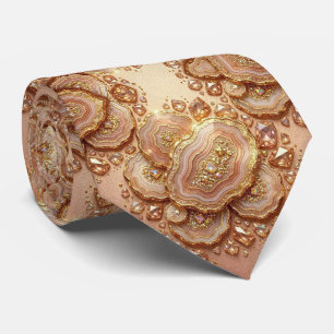 Luxury Faux Silk   Rose Gold Geode Neck Tie