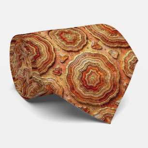 Luxury Faux Silk Rust + Gold Geode Neck Tie