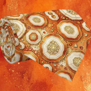 Luxury Faux Silk Rust + Gold Geode Neck Tie