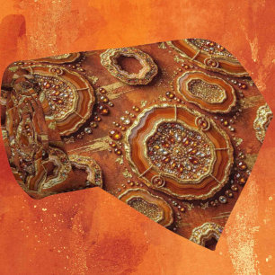 Luxury Faux Silk Rust + Gold Geode Neck Tie