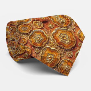 Luxury Faux Silk Rust + Gold Geode Neck Tie