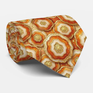 Luxury Faux Silk Rust + Gold Geode Neck Tie