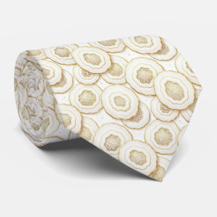 Luxury Faux Silk White + Gold Geode Neck Tie