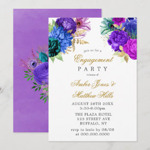 Luxury Fiesta Peacock Glitter Engagement Party  Invitation