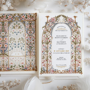 Luxury Filigree Rococo Wedding Floral Arch Invitation