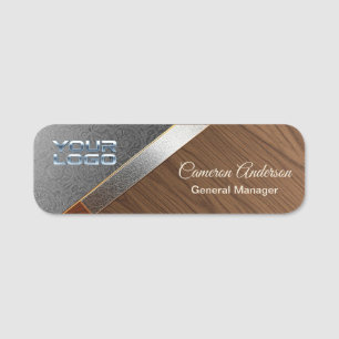 Luxury Filigree Wood Silver Name Tag