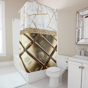 Luxury Fine Gold Interior Marble Glitter Shower Cu Shower Curtain