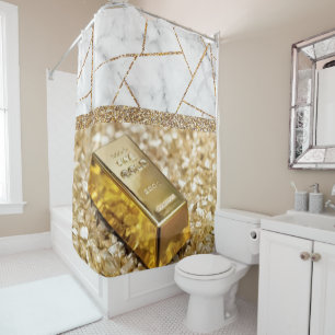 Luxury Fine Gold Interior Marble Glitter Shower Curtain