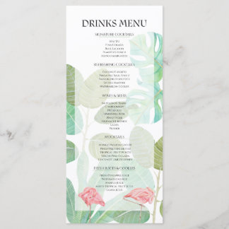 Luxury Flamingo,Tropical foliage wedding drinks  Menu