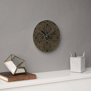 Luxury Flat Gold Geode Mosaic  Round Clock