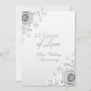 Luxury Floral 25th Wedding Anniversary Card