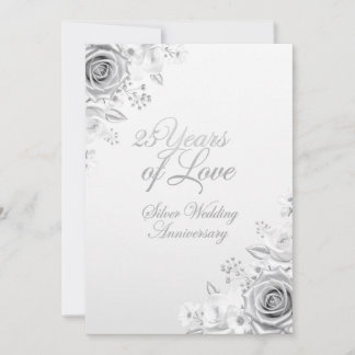 Luxury Floral 25th Wedding Anniversary Card