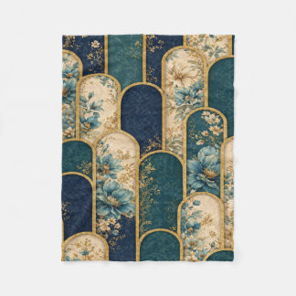 Luxury Floral Arch Pattern Blanket with Blue Flowe