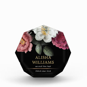 Luxury Floral Black Gold Personalised  Photo Block