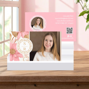 Luxury Floral Botanical Monogram Crest Logo Brand Business Card