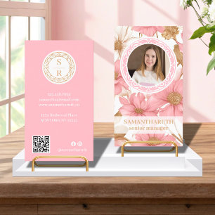 Luxury Floral Botanical Monogram Logo Brand Photo Business Card