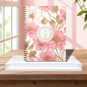 Luxury Floral Botanical Monogram Logo Watercolor Notebook