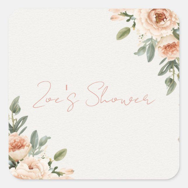 Luxury Floral Bridal Shower Envelope Seal | Blush (Front)