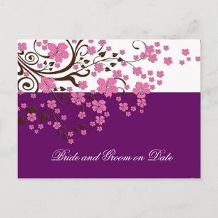 Luxury Floral Cherry Blossom Purple Save date card