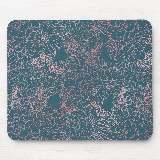 Luxury floral coral strokes doodles design mouse mat (Front)
