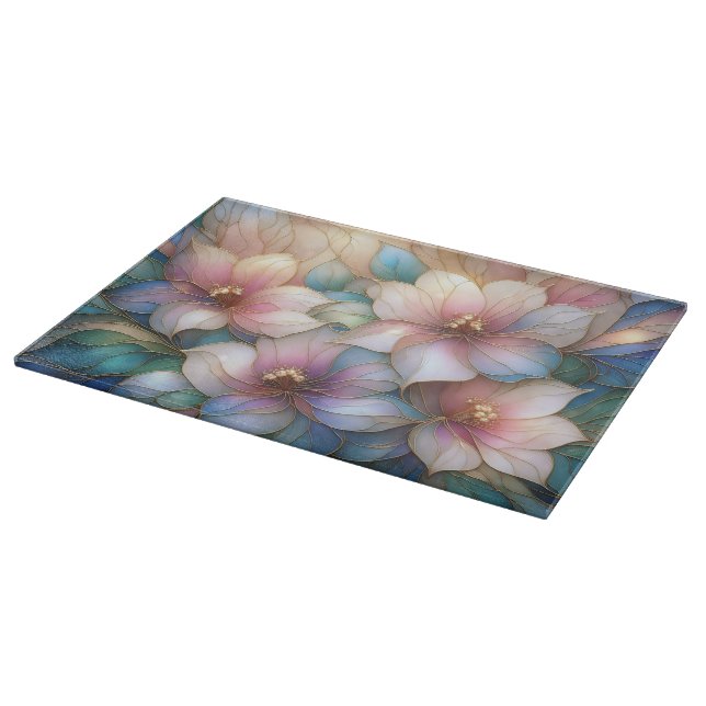 Luxury Floral Glass Cutting Board (Corner)