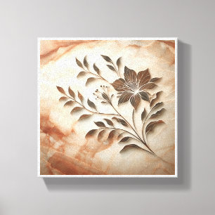 Luxury Floral Marble Inlay Art - Elegant Stone Car Canvas Print