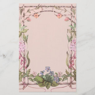 Luxury floral meadow linen stationery