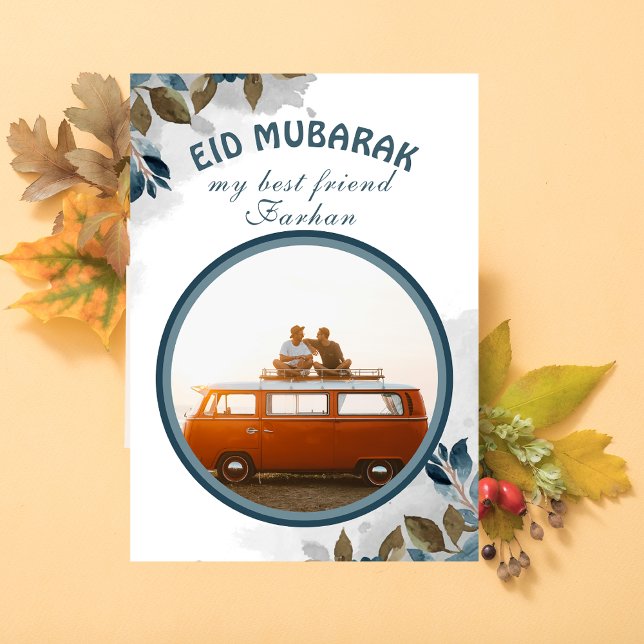 Luxury Floral Photo Eid Greeting Card for him (Creator Uploaded)