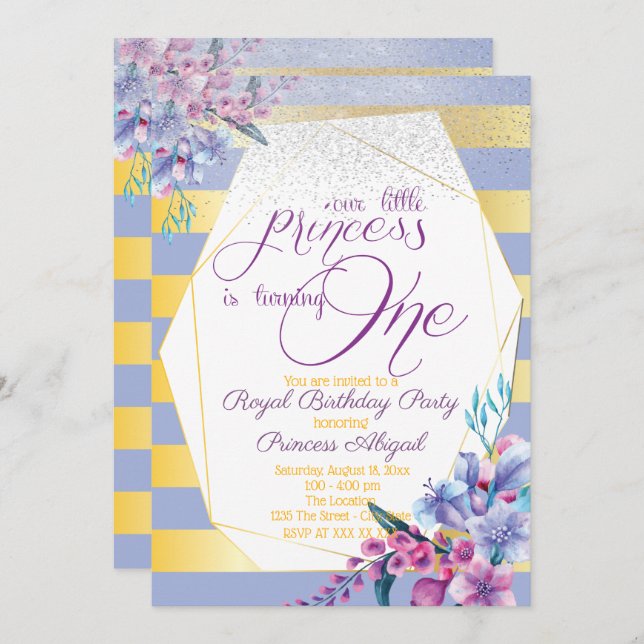 Luxury Floral Princess Birthday Invitation (Front/Back)
