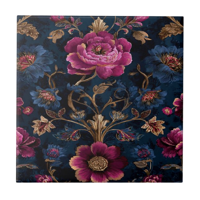 Luxury Floral Vintage Royal Tile (Front)
